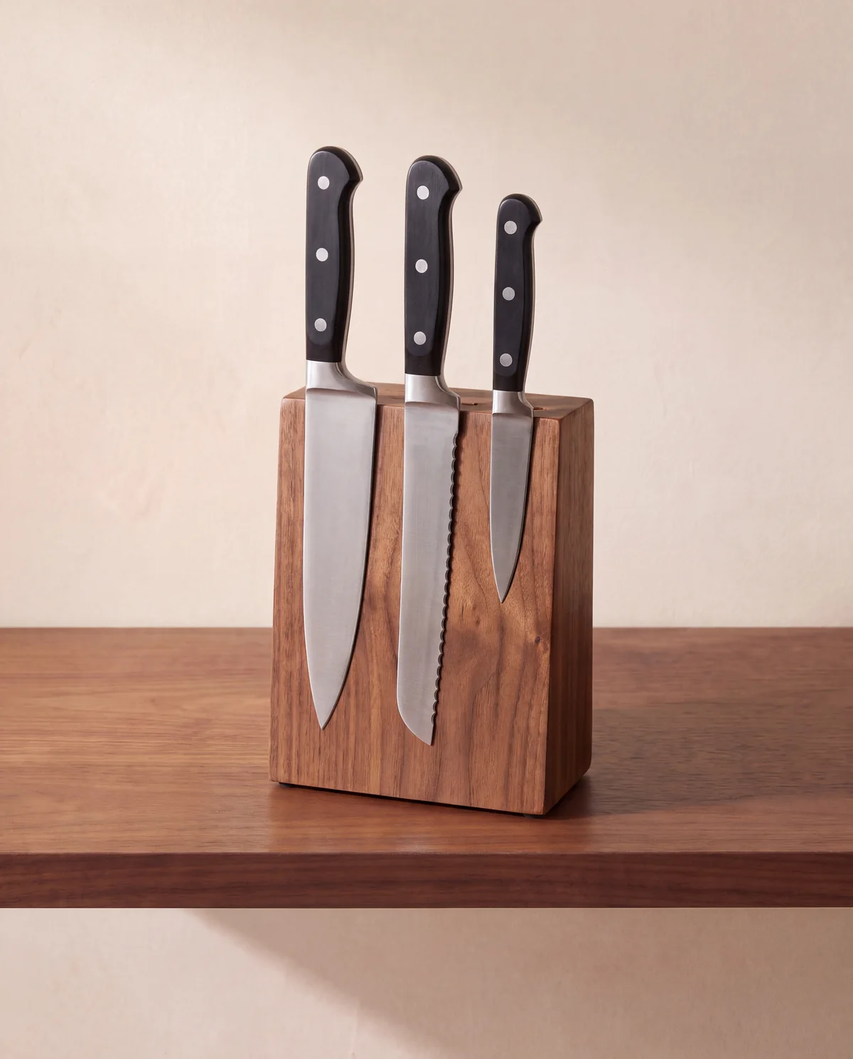 Knife Set with Walnut Block, 4 pieces